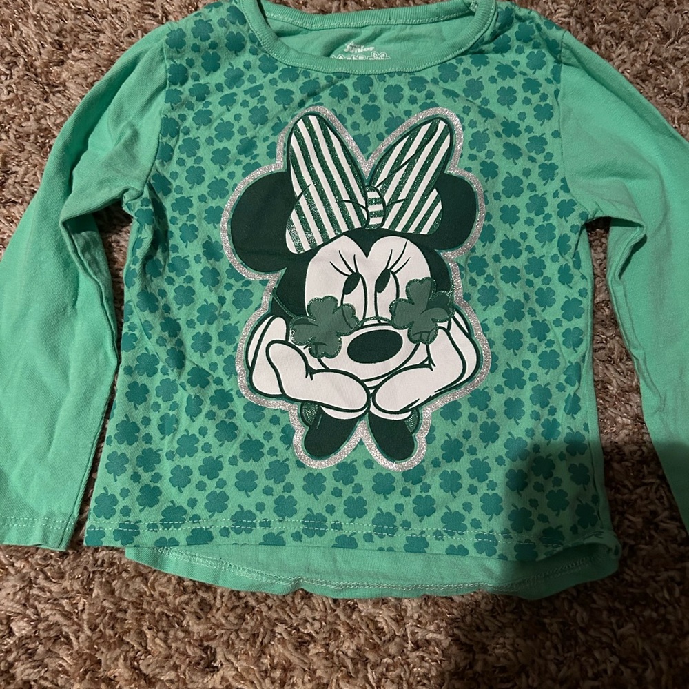 Disney Kids Green Minnie Mouse Long Sleeve Shirt